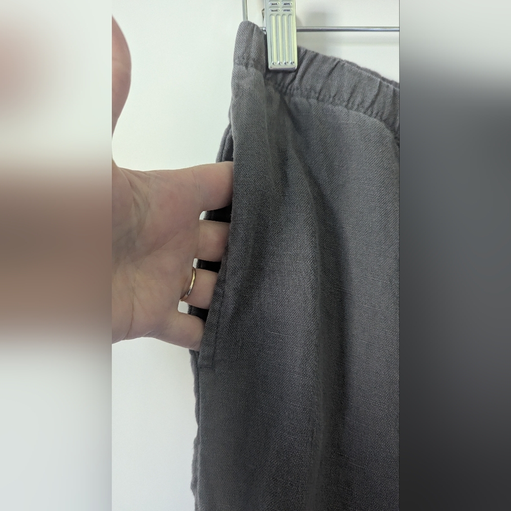 J. Jill 100% Linen Tall Wide Leg Pants Charcoal Gray Pockets Size Small - Picture 5 of 11